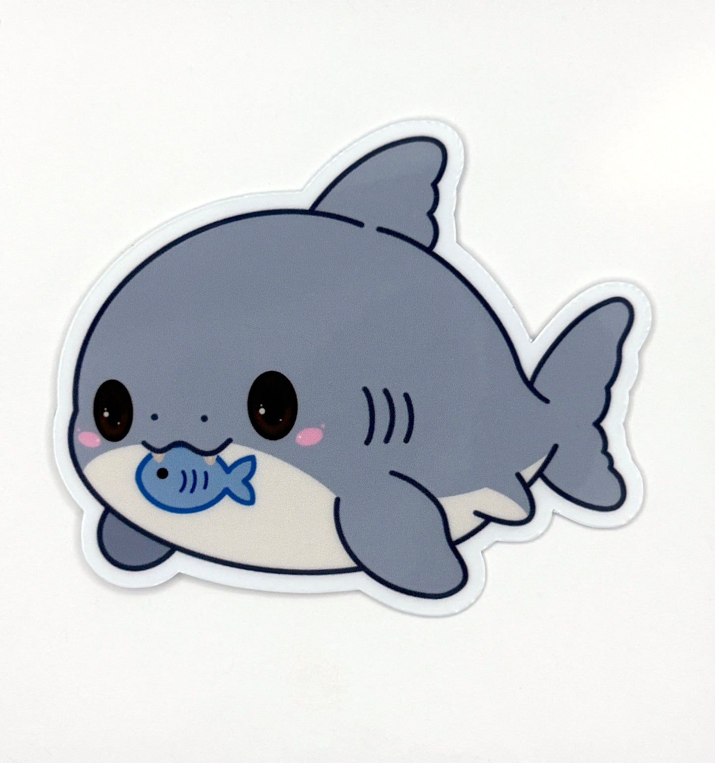 Great White Shark w/ Fish Die Cut Glitter Sticker