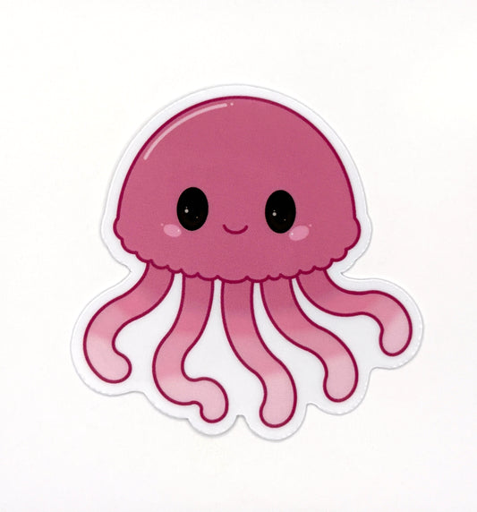 Happy Jelly Fish Die Cut Glitter Sticker