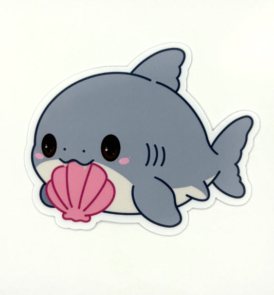 Great White Shark w/ Shell Die Cut Glitter Sticker