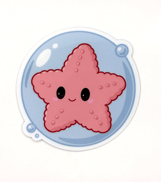 Bubble Starfish Die Cut Glitter Sticker