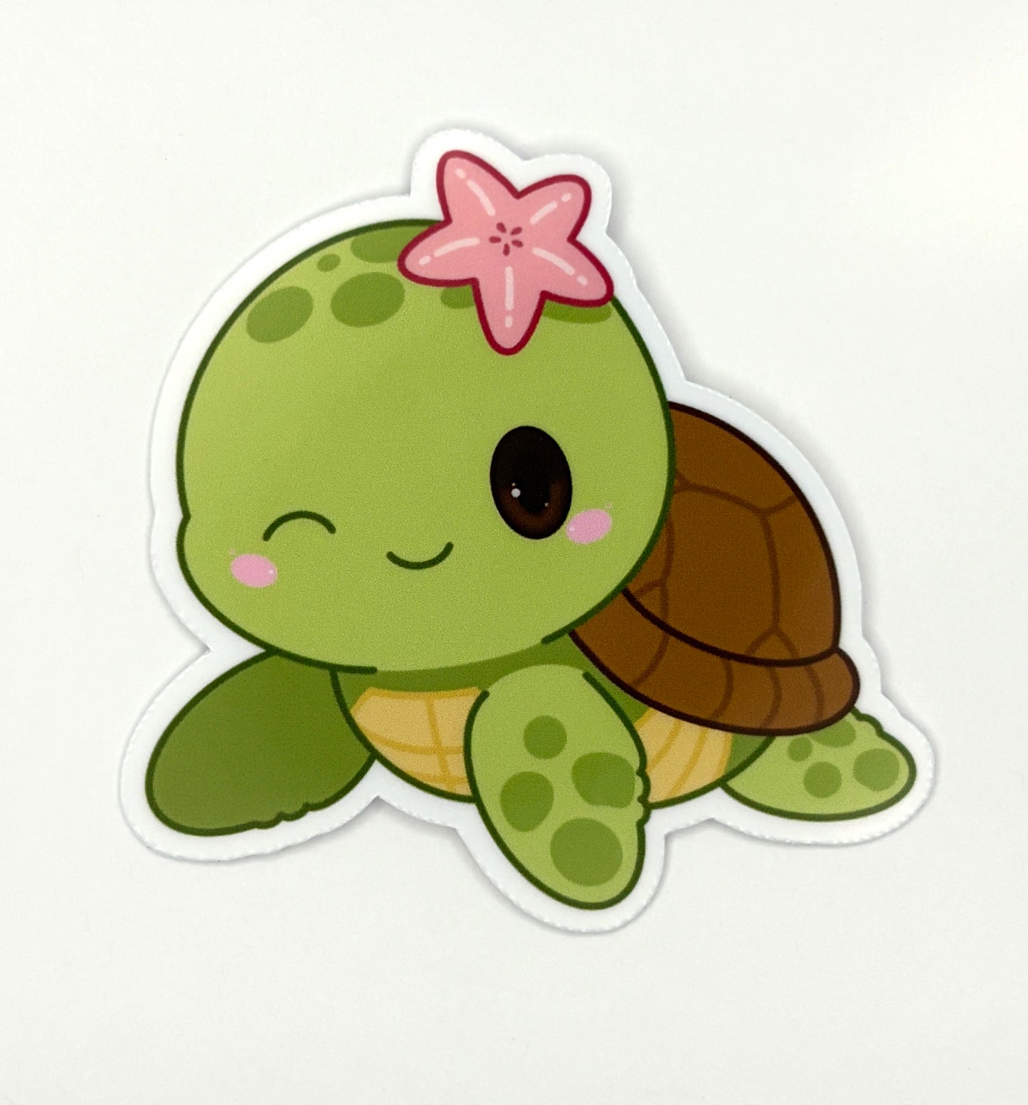 Winky Sea Turtle Die Cut Glitter Sticker
